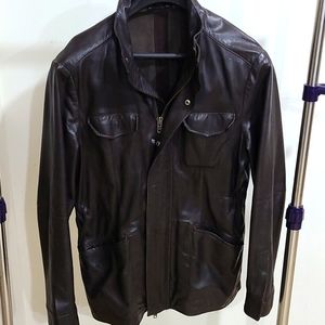 Theory Brown Ultra Fine Leather Jacket